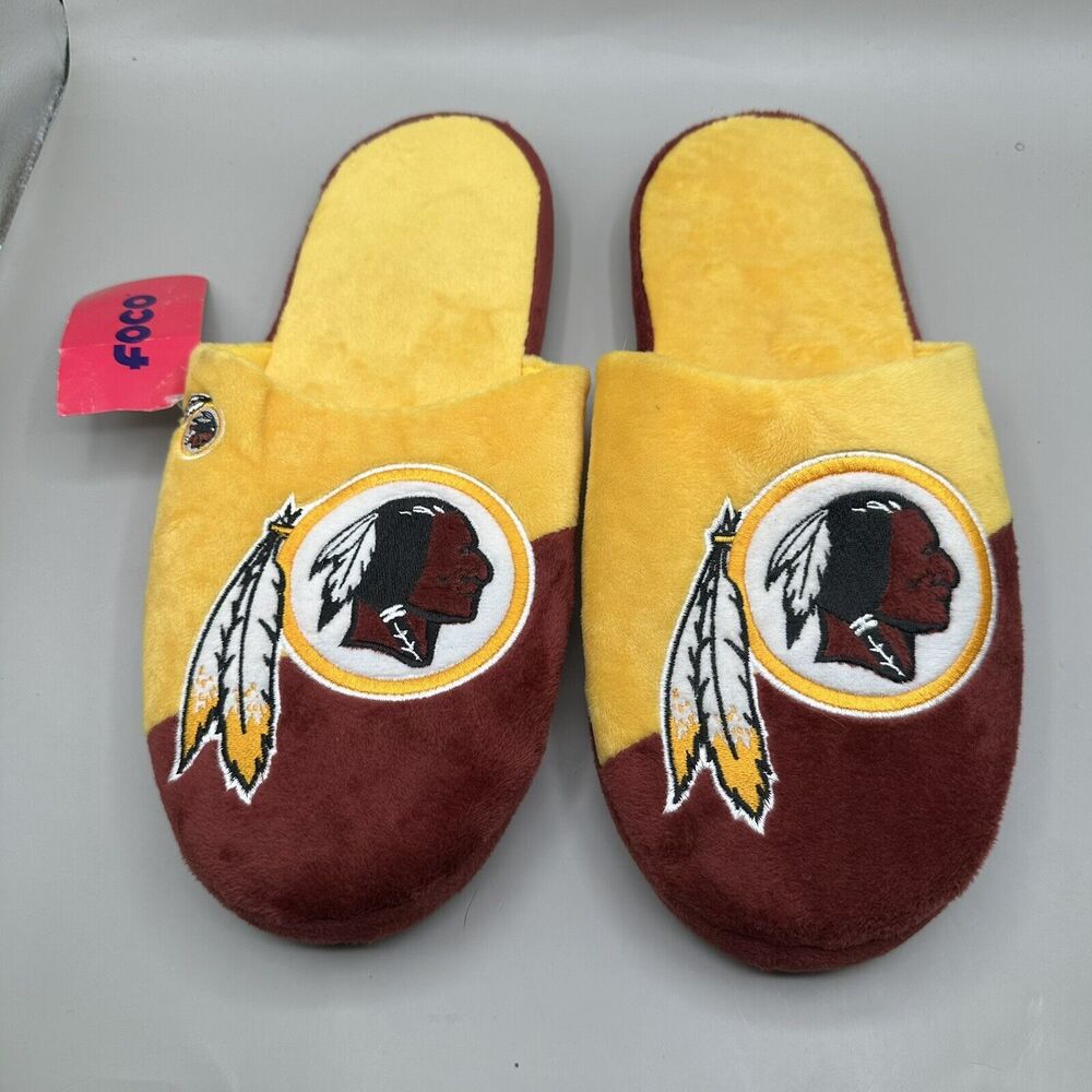 FOCO NFL Washington Redskins Mens Slippers XL 13/14 Rubber Outsole Collectible